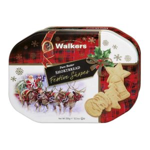 Top Food Feinkost - Walkers Shortbread Ltd. Festive ShapeShortbread  350g - Dose | Shortbread in weihnachtlichen Formen