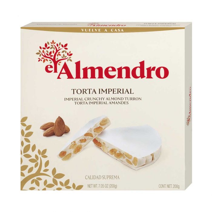 Top Food Feinkost - El Almendro Torta Imperial 200g | Klassischer weißer Nougat in Form einer runden Torte