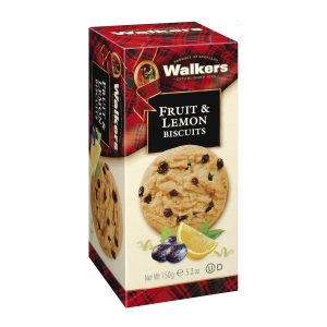 Top Food Feinkost - Walkers Shortbread Ltd. Fruit & Lemon Biscuits 150g | Sommerliche Biscuits mit kandierter Zitronenschale und mediterranen Trauben.