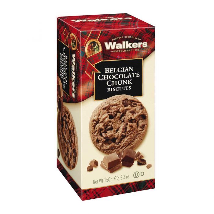 Top Food Feinkost - Walkers Shortbread Ltd. Belgian Chocolate Chunk Biscuits 150g | Schoko Biscuits mit Stückchen aus belgischer Schokolade.