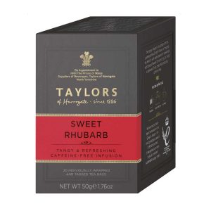 Top Food Feinkost - Taylors of Harrogate Sweet Rhubarb Tee 50g -20 Teebeutel | Früchtetee mit Rhabarbergeschmack.