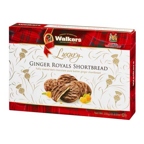 Top Food Feinkost - Walkers Shortbread Ltd. Luxury Ginger Royals Shortbread 150g | Luxuriöses Shortbread mit kandiertem Ingwer