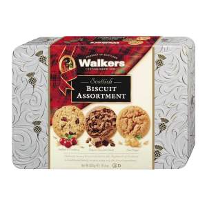 Top Food Feinkost - Walkers Shortbread Ltd. Biscuit Tin Assorted Biscuits 300g - Dose | Biscuit Mischung in Geschenkdose mit Reliefprägung.