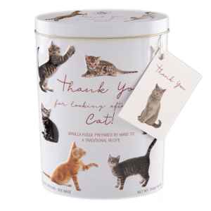 Top Food Feinkost - Gardiners of Scotland "Cats" Vanilla Fudge  250g - Dose | Butterkaramell mit Vanillegeschmack in Geschenkdose: "Thank you for looking after my Cat" - Reliefdruck.