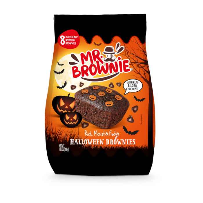 Top Food Feinkost - Mr. Brownie Halloween Brownies 200g | 8 Schoko Brownies mit belgischer Schokolade und Halloween Dekor.