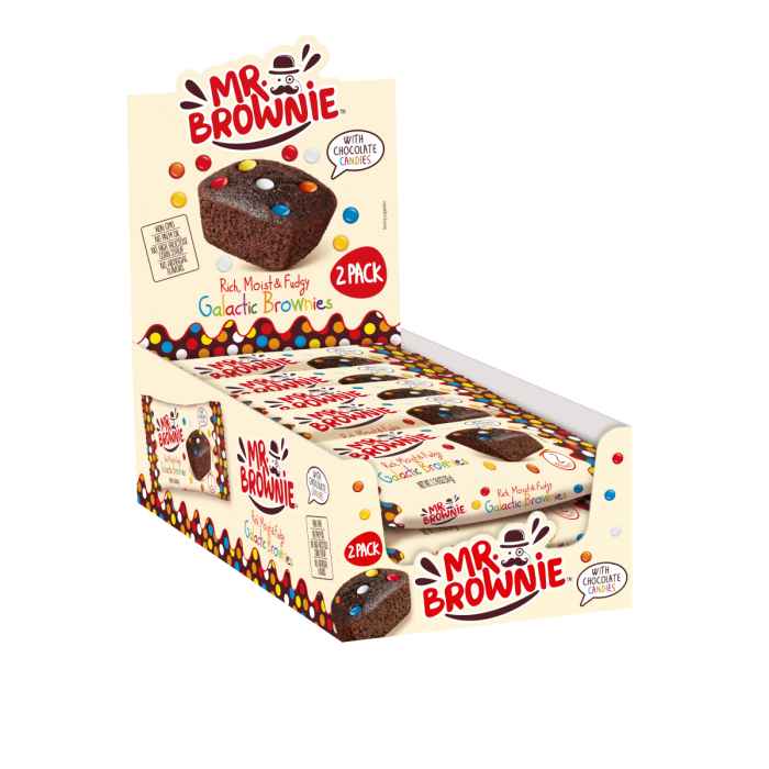 Top Food Feinkost - Mr. Brownie Galactic Brownies 2er 50g | Galactic Brownies mit Schokoladenlinsen im Display