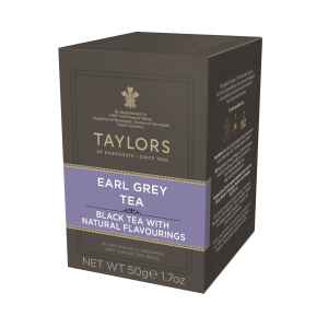 Top Food Feinkost - Taylors of Harrogate Earl Grey Tea 50g - 20 Aufgussbeutel | Schwarzteemischung mit Bergamottearoma in einer praktischen Portionierpackung.