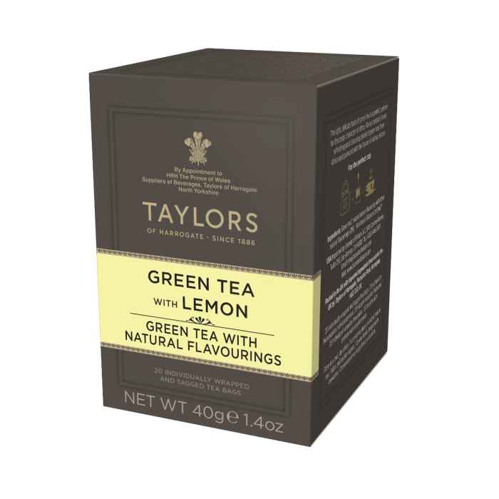 Top Food Feinkost - Taylors of Harrogate Green Tea with Lemon 40g - 20 Aufgussbeutel | Grüner Tee mit Zitrone in einer praktischen Portionierpackung.