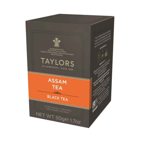 Top Food Feinkost - Taylors of Harrogate Assam Tea 50g - 20 Aufgussbeutel | Feinster Assam Tee der Second Flush Saisonpflückung.