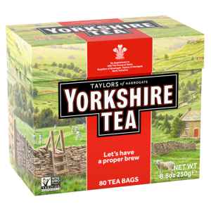 Top Food Feinkost - Taylors of Harrogate Yorkshire Tea 250g - 80 Aufgussbeutel | Schwarzer Tee (eine Mischung aus 30 verschiedenen Schwarztees).