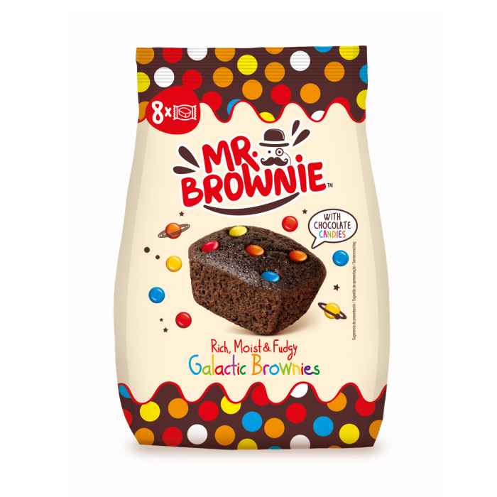 Top Food Feinkost - Mr. Brownie Galactic Brownies 200g | 8 Schoko Brownies mit bunten Schokolinsen.