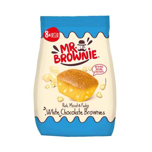 Top Food Feinkost - Mr. Brownie White Chocolate Brownies 200g | 8 Schokobrownies mit weisser Schokolade.