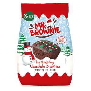 Top Food Feinkost - Mr. Brownie Winter Edition Brownies 200g | 8 Schoko Brownies mit Schokostückchen aus echter belgischer Schokolade. Verziert mit weihnachtlichem Dekor.
