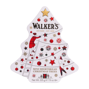 Top Food Feinkost - Walkers Shortbread Ltd. "Christmas Tree" Mini Shortbread Trees 225g - Dose | Shortbread in Form eines Christbaumes verpackt in festlicher Reliefdose.