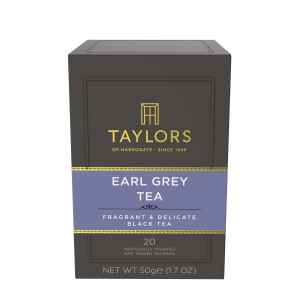 Top Food Feinkost - Taylors of Harrogate Earl Grey Tea 50g - 20 Aufgussbeutel | Schwarzteemischung mit Bergamottearoma in einer praktischen Portionierpackung.