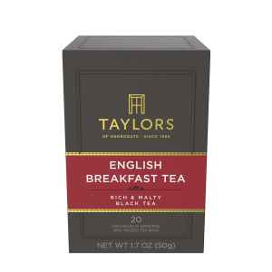 Top Food Feinkost - Taylors of Harrogate English Breakfast Tea 50g - 20 Aufgussbeutel | Teemischung aus verschiedenen Ländern in einer praktischen Portionierpackung.