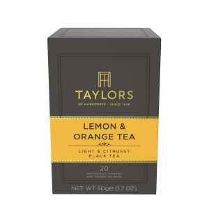 Top Food Feinkost - Taylors of Harrogate Lemon & Orange Tea 50g - 20 Aufgussbeutel | Schwarzer Tee mit Orange und Zitrone in praktischen Portionier Packung.