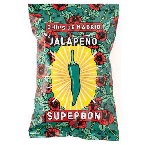 Top Food Feinkost - Superbon Chips de Madrid Jalapeno 125 g | Kartoffelchips mit Jalapenos.