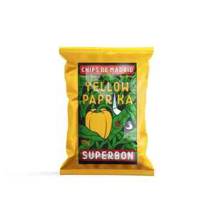 Top Food Feinkost - Superbon Chips de Madrid Yellow Paprika 125 g | Kartoffelchips mit gelber Paprika.
