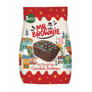 Top Food Feinkost - Mr. Brownie Winter Edition Brownies 200g | 8 Schoko Brownies mit Schokostückchen aus echter belgischer Schokolade. Verziert mit weihnachtlichem Dekor.