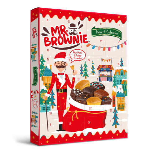 Top Food Feinkost - Mr. Brownie Mr. Brownie Advent Calendar 2025 600g | liebevoll gestalteter Adventskalender befüllt mit 24 herrlich feinen Brownies.