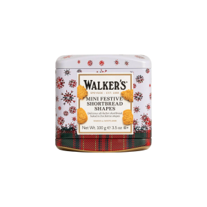 Top Food Feinkost - Walkers Shortbread Ltd. Mini Shortbread Festive Shapes Tin 100g | Weihnachtlich gestaltete Geschenkdose mit Mini Festive Shortbread Shapes.
