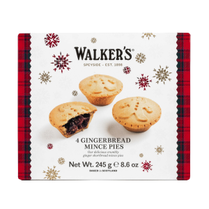 Top Food Feinkost - Walkers Shortbread Ltd. 4 Gingerbread Mince Pies 245g | Vier feine gefüllte Buttergebäck-Törtchen mit Lebkuchenteig.