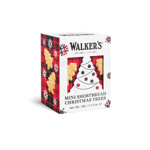 Top Food Feinkost - Walkers Shortbread Ltd. Mini Shortbread Christmas Trees 150g - 3D-Karton | Mini Christmas Trees im Geschenkkarton in 3D-Optik.